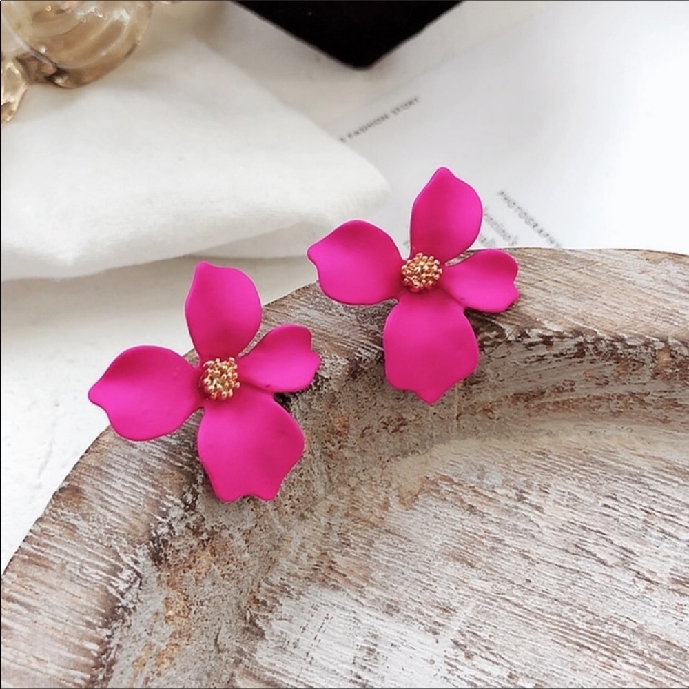 Pink Flower Earrings